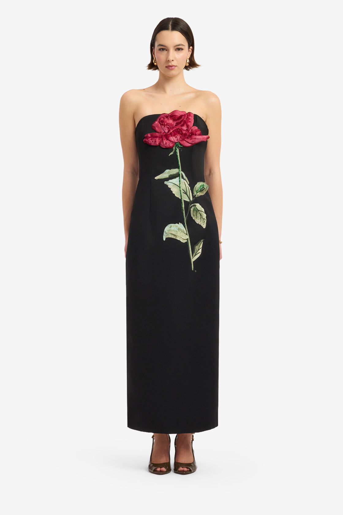 Rayna Appliqué Rose Maxi Dress - Ebony Dress Maxi
