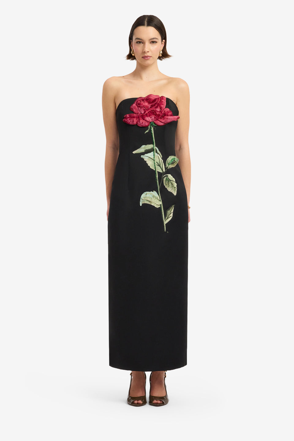 Rayna Appliqué Rose Maxi Dress - Ebony Dress Maxi