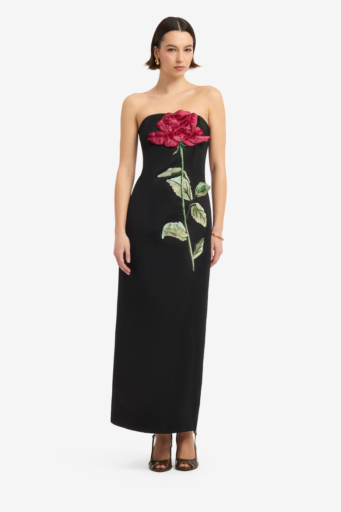 Rayna Appliqué Rose Maxi Dress - Ebony Dress Maxi