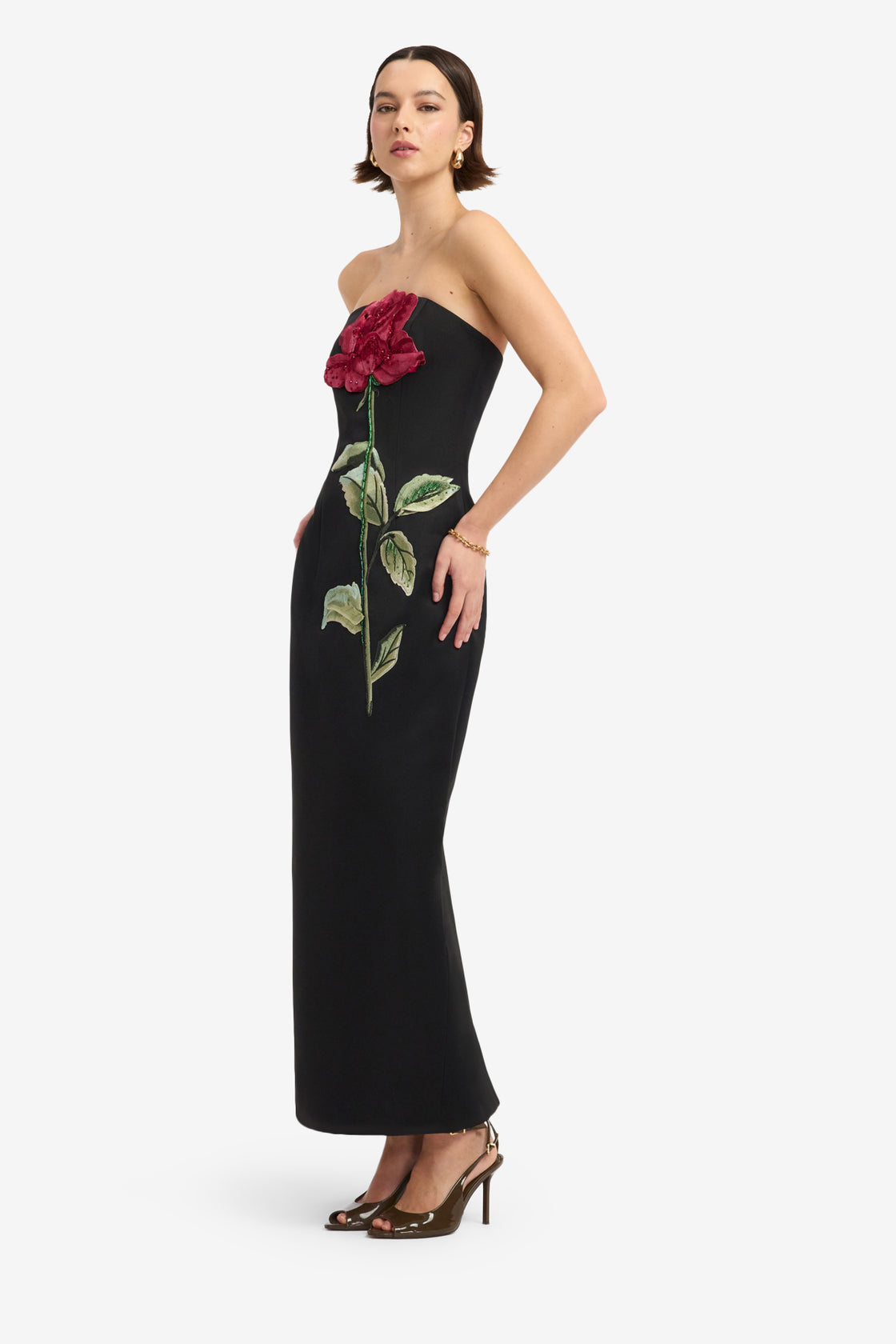 Rayna Appliqué Rose Maxi Dress - Ebony Dress Maxi