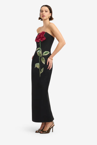 Rayna Appliqué Rose Maxi Dress - Ebony Dress Maxi