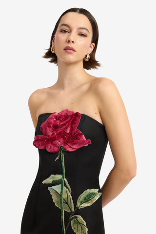 Rayna Appliqué Rose Maxi Dress - Ebony Dress Maxi