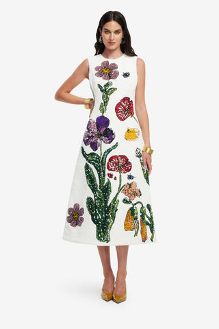 Exclusive LEO LION Cleo Beaded Midi Dress - Wildflowers