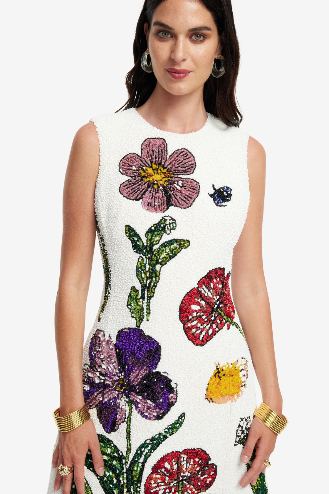 Exclusive LEO LION Cleo Beaded Midi Dress - Wildflowers