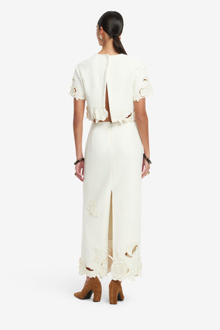 Exclusive LEO LIN Kyra Applique Maxi Skirt - Vanilla
