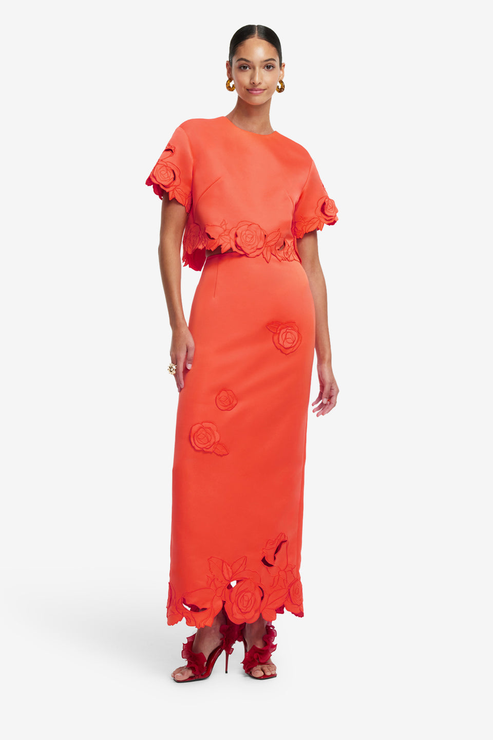 Exclusive LEO LIN Kyra Applique Maxi Skirt - Saffron