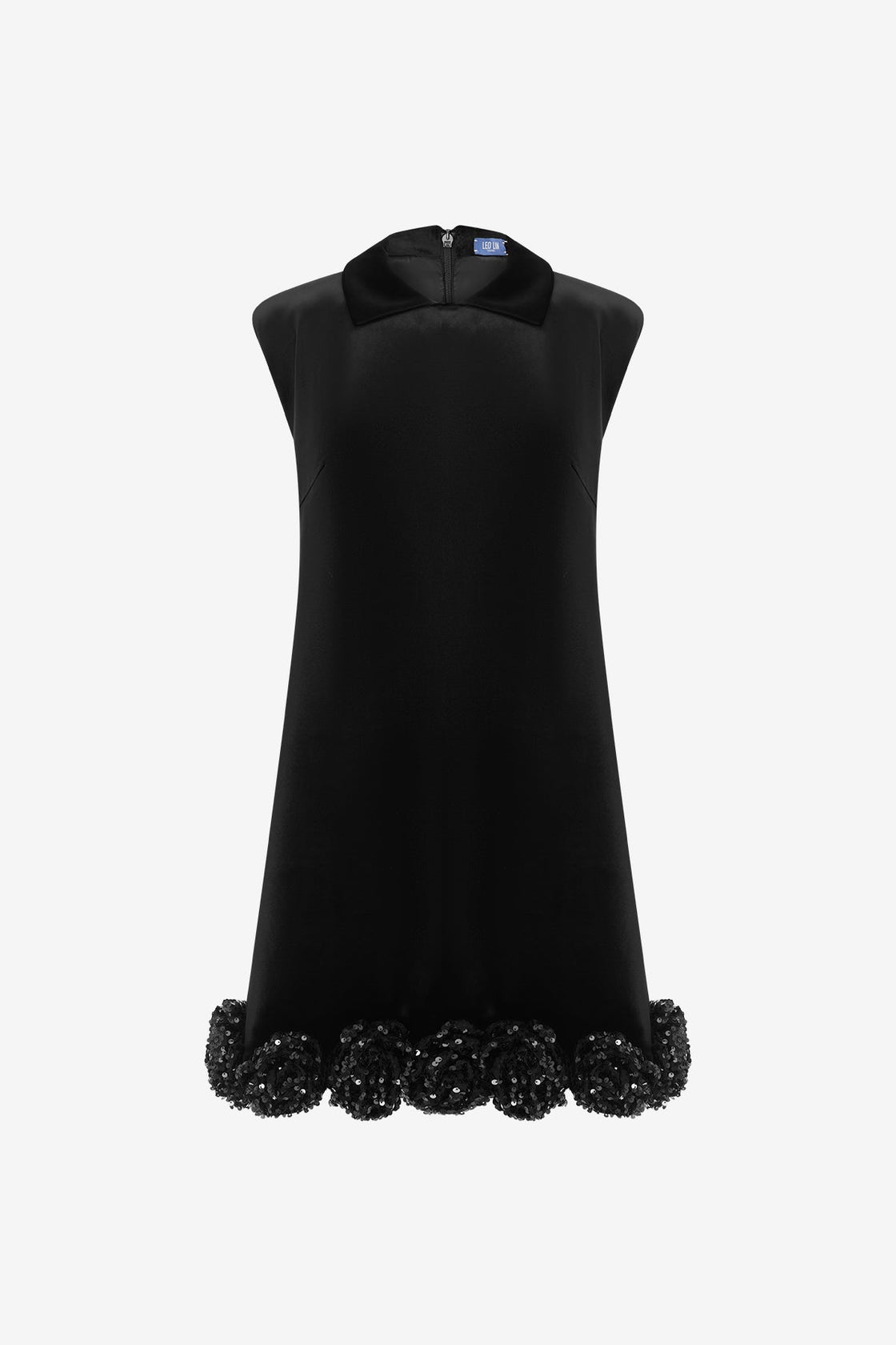 Exclusive LEO LIN Lingyu Velvet Embellished Mini Dress - Ebony