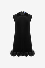 Lingyu Velvet Embellished Mini Dress - Ebony Dress Mini