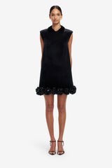 Lingyu Velvet Embellished Mini Dress - Ebony Dress Mini