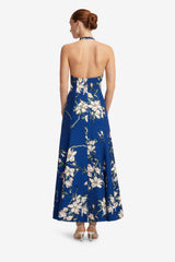 Juliette Halterneck Maxi Dress - Midnight Magnolia Print Dress Maxi
