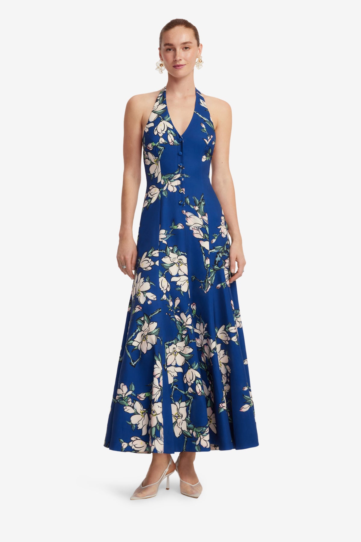 Juliette Halterneck Maxi Dress - Midnight Magnolia Print – LEO LIN