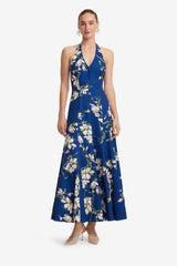 Juliette Halterneck Maxi Dress - Midnight Magnolia Print Dress Maxi