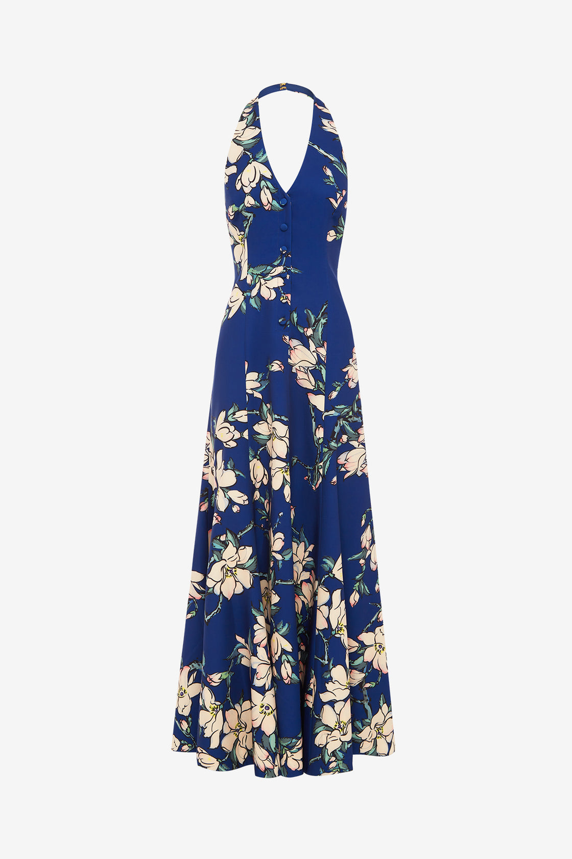 Juliette Halterneck Maxi Dress - Midnight Magnolia Print LEO LIN Juliette Halterneck Maxi Dress - Midnight Magnolia Print LEO LIN