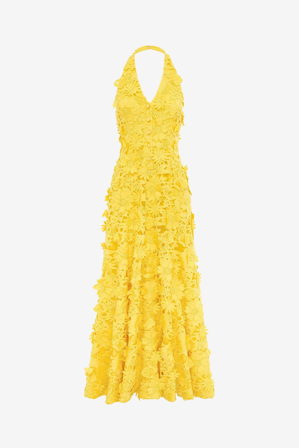 Exclusive LEO LIN Juliette Lace Halterneck Maxi Dress - Sunshine