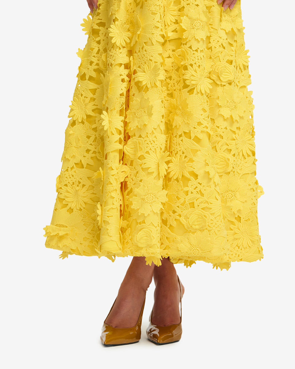 Exclusive LEO LIN Juliette Lace Halterneck Maxi Dress - Sunshine
