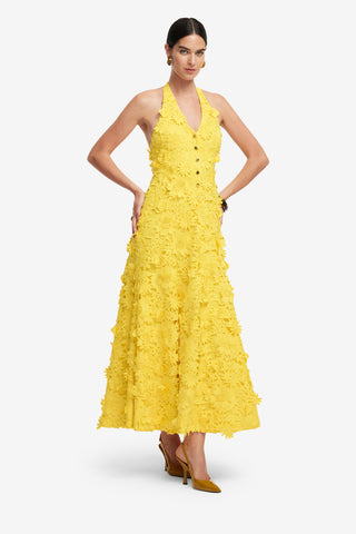 Exclusive LEO LIN Juliette Lace Halterneck Maxi Dress - Sunshine