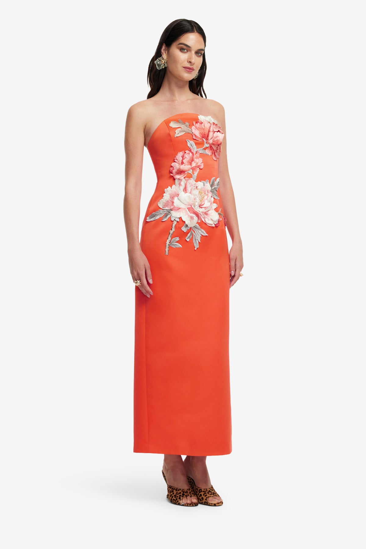 Ava Appliqué Floral Bustier Maxi Dress - Saffron – LEO LIN
