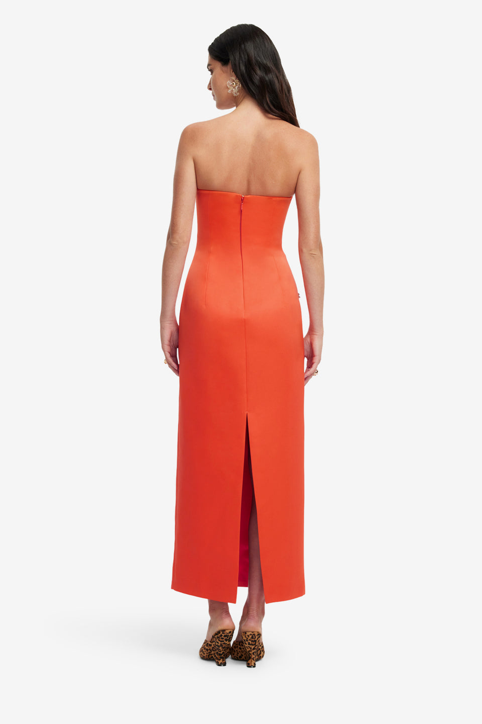 leo lin orange dress Desiree Embellished Midi Dress