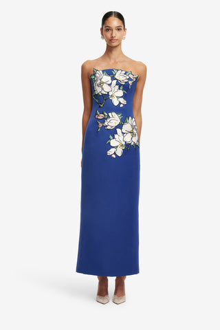 Exclusive LEO LIN Ava Applique Floral Bustier Maxi Dress - Midnight