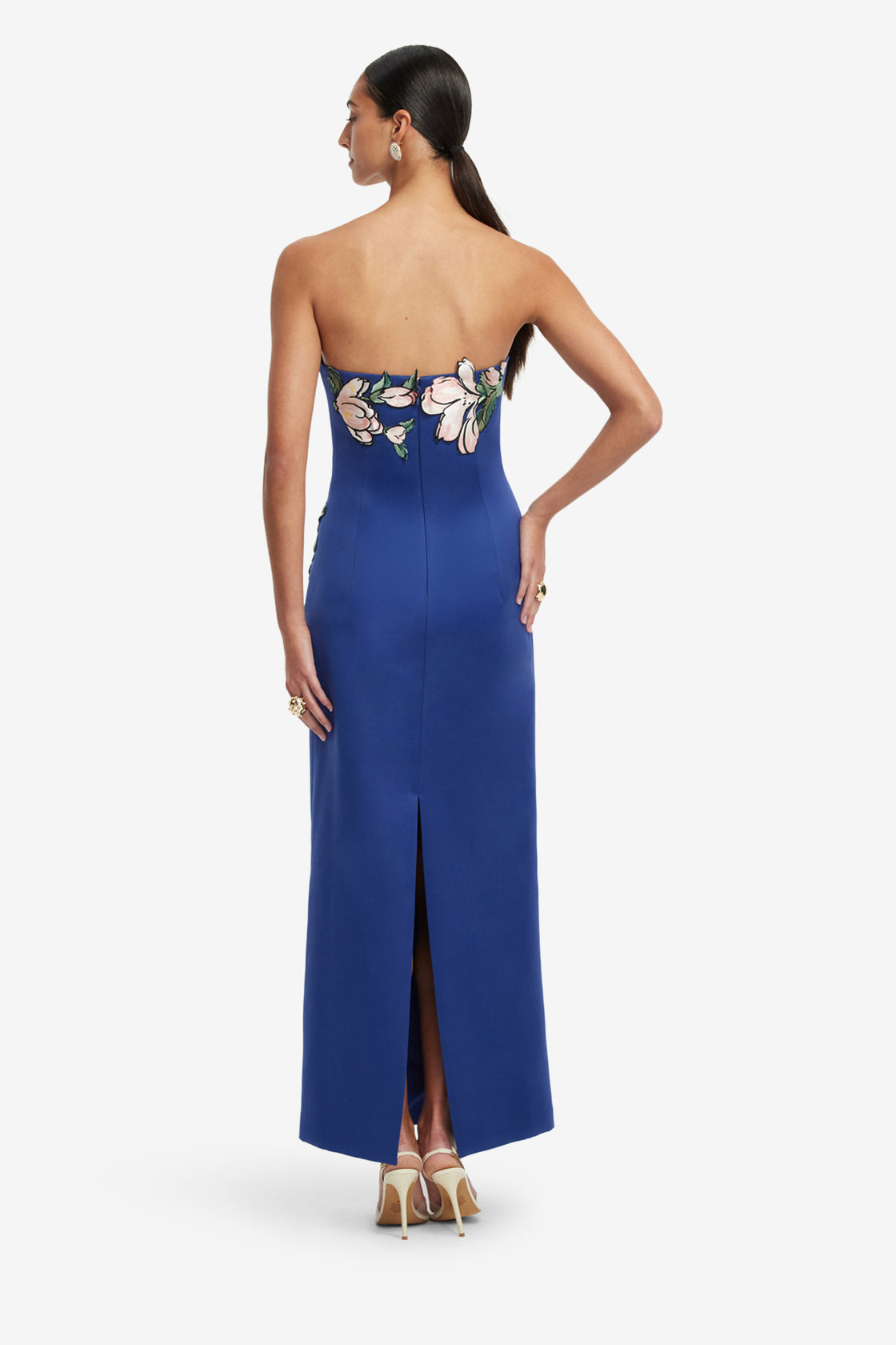 Exclusive LEO LIN Ava Applique Floral Bustier Maxi Dress - Midnight
