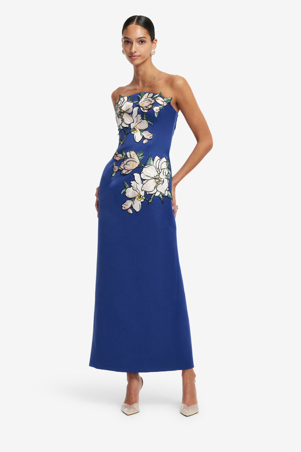 Exclusive LEO LIN Ava Applique Floral Bustier Maxi Dress - Midnight