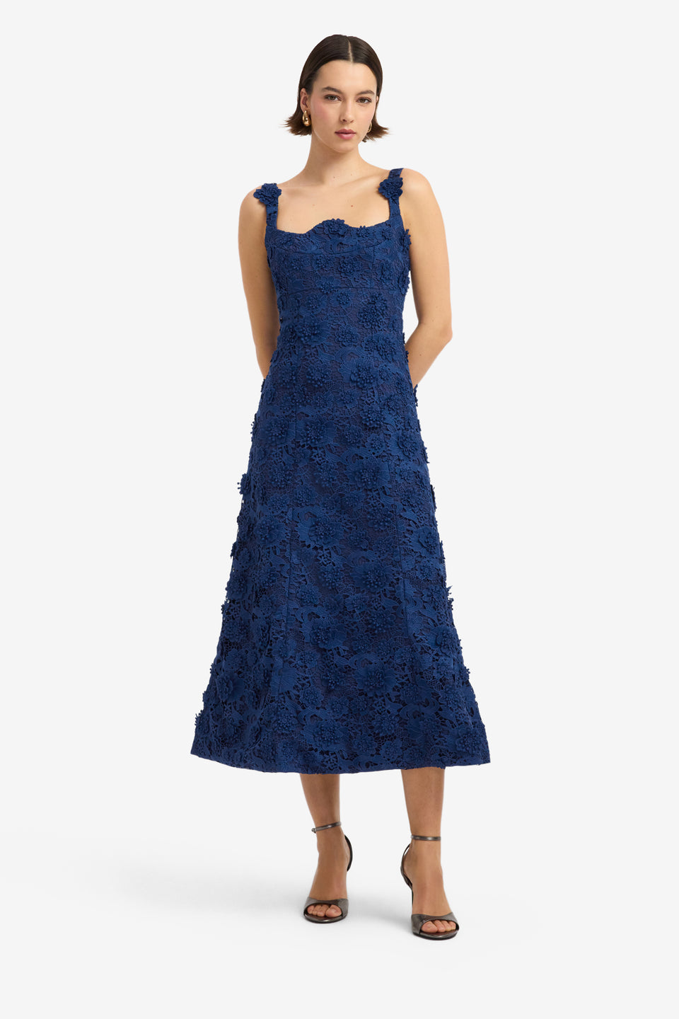 Odette Lace Midi Dress - Navy Dress Midi