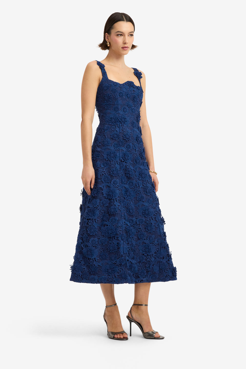 Odette Lace Midi Dress - Navy Dress Midi