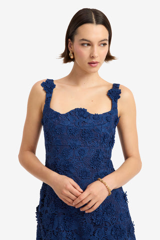 Odette Lace Midi Dress - Navy Dress Midi