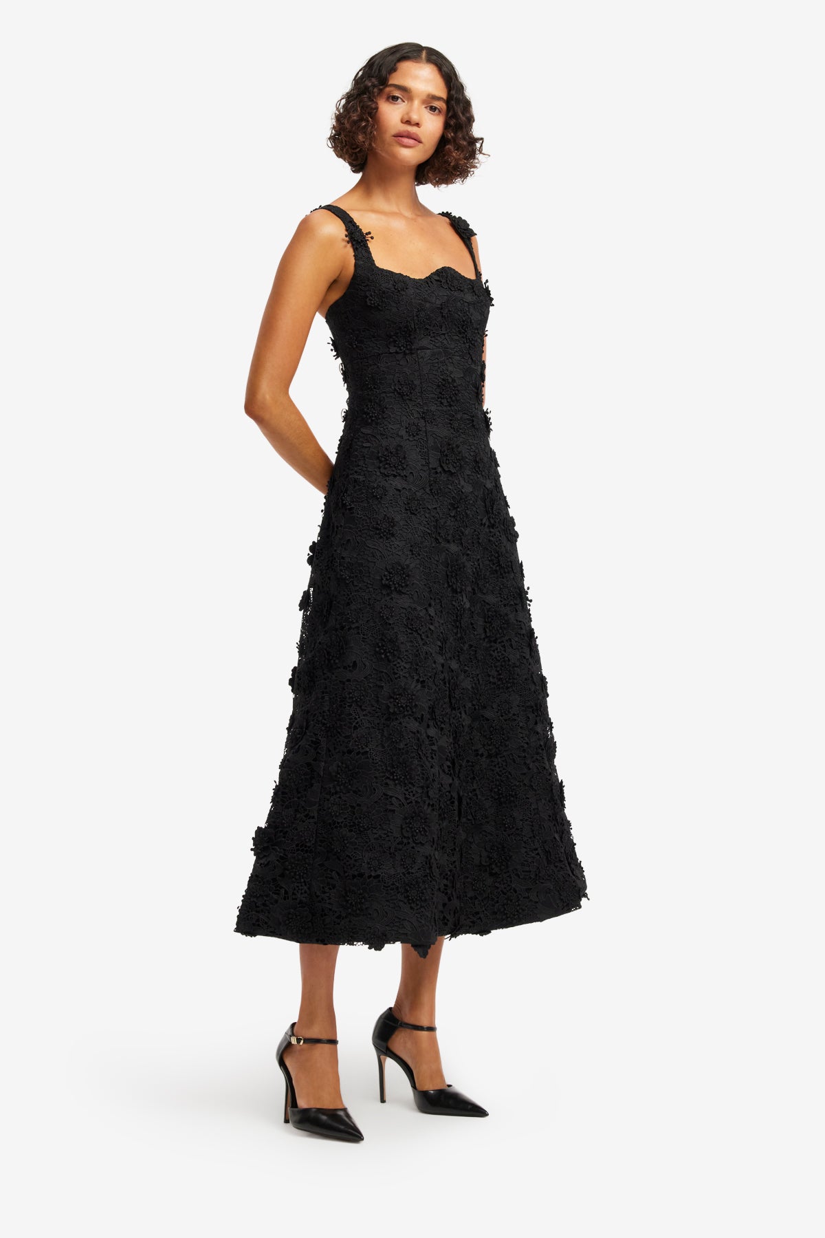 Odette Lace Midi Dress - Ebony – LEO LIN