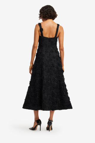 Exclusive LEO LIN Odette Lace Midi Dress - Ebony