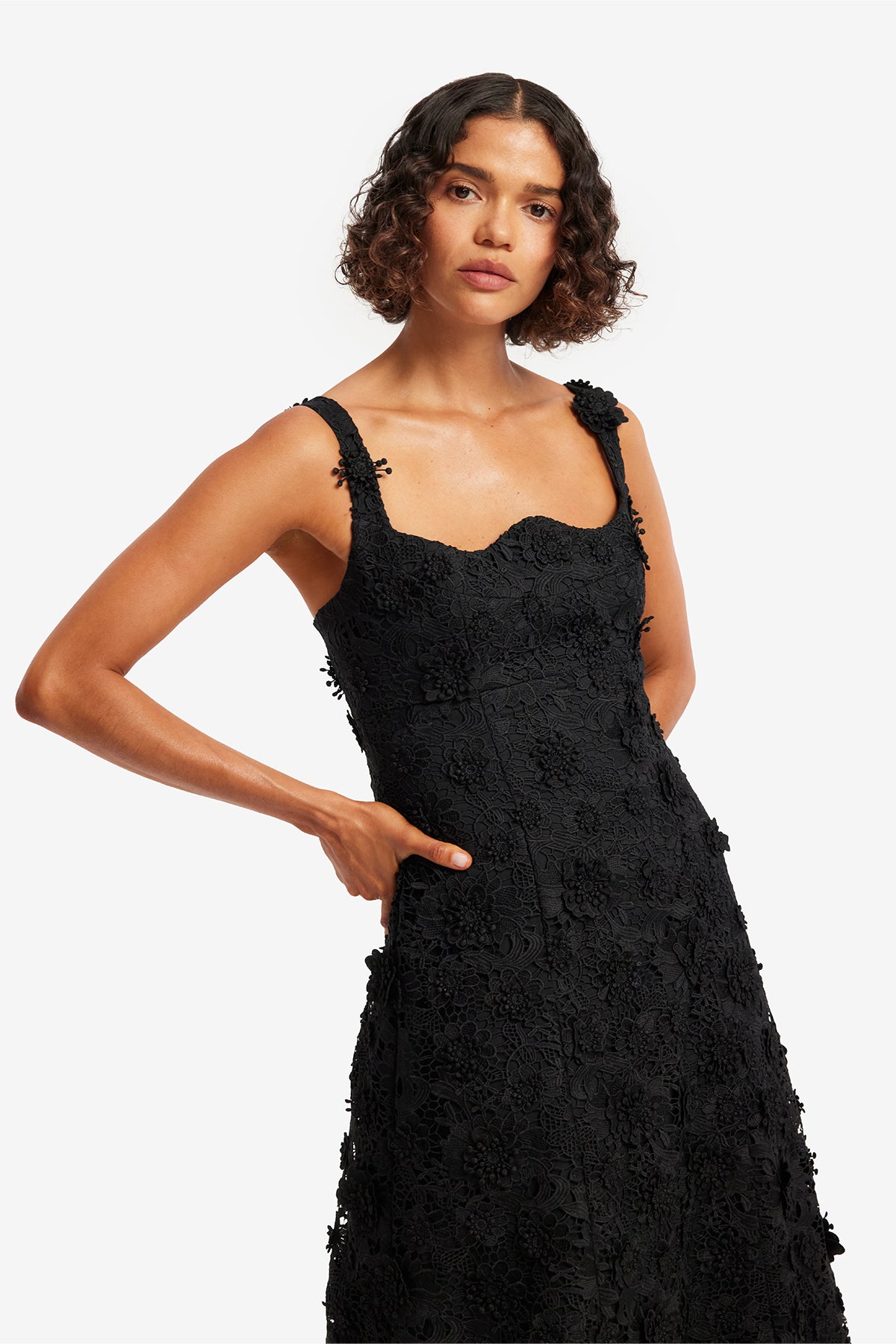 Odette Lace Midi Dress - Ebony – LEO LIN