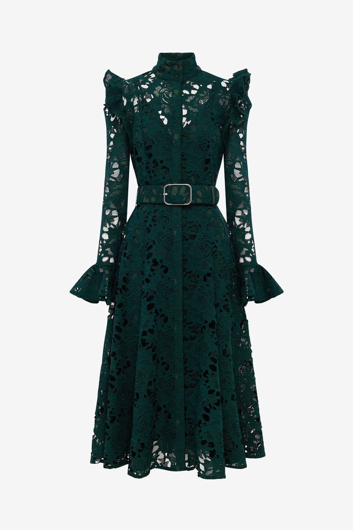 Aliyah Lace Butterfly Sleeve Midi Dress - Emerald – LEO LIN