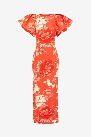 Exclusive LEO LIN Lucinda Maxi Dress - Saffron Peony Print