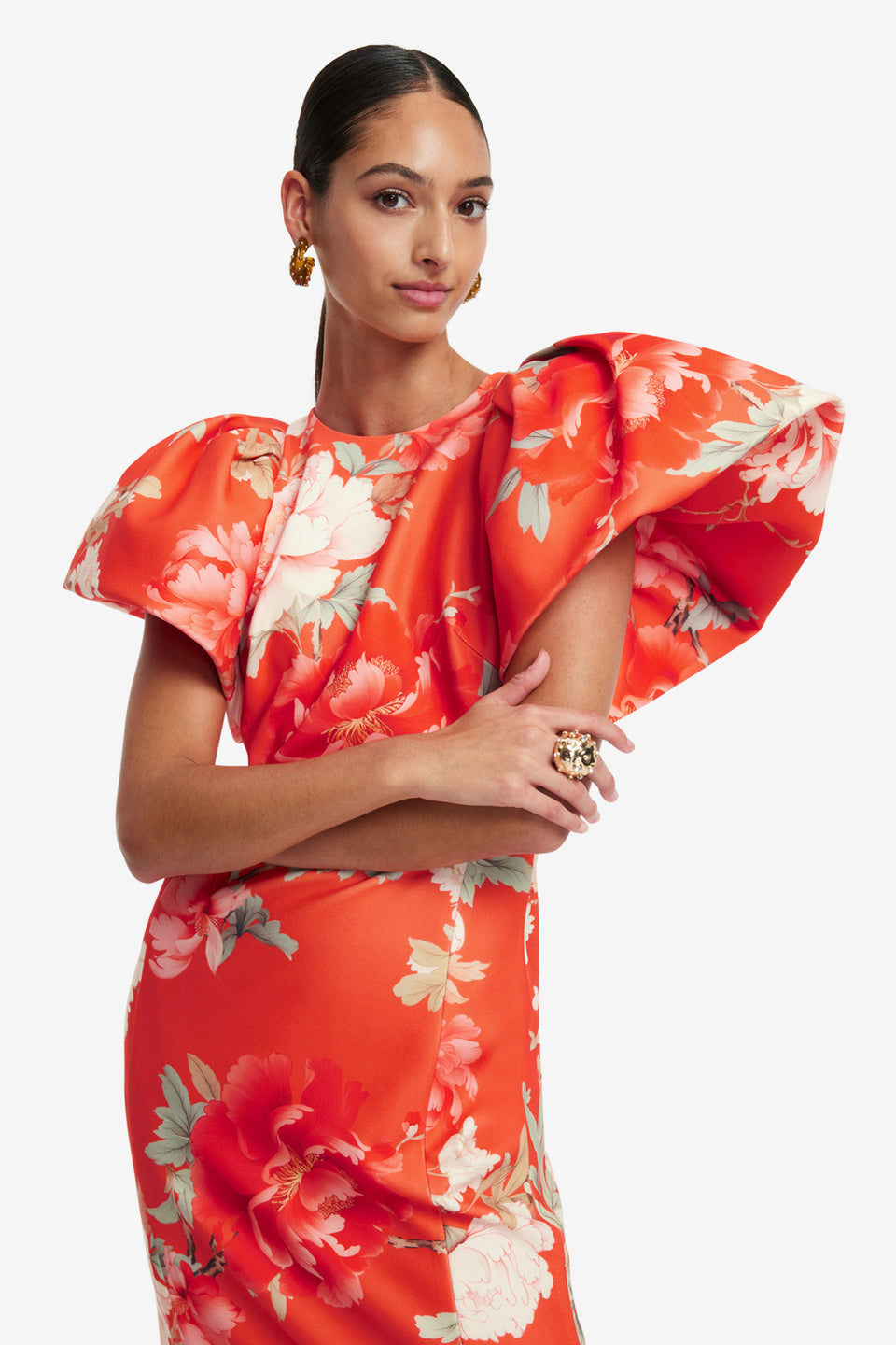 Exclusive LEO LIN Lucinda Maxi Dress - Saffron Peony Print