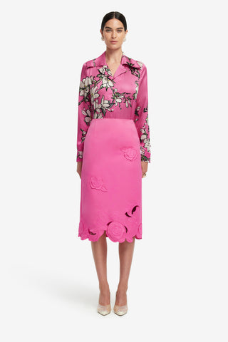 Exclusive LEO LIN Carly Appliqué Midi Skirt - Pink