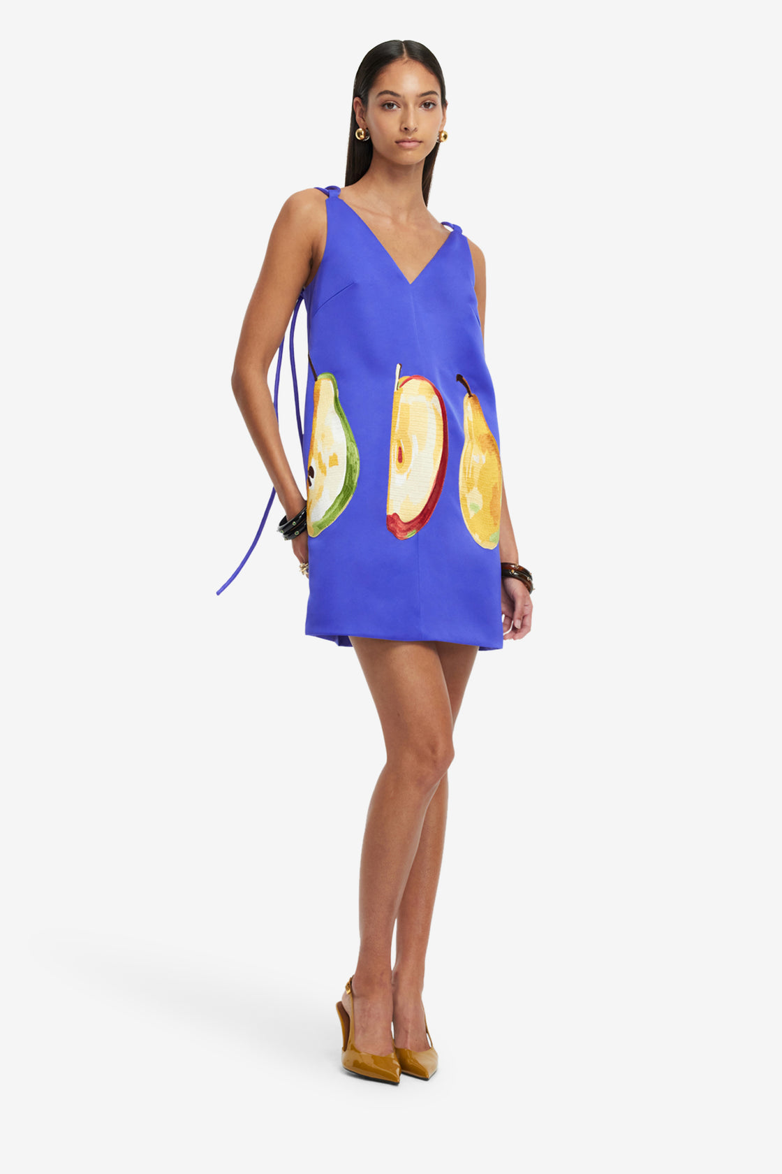 Exclusive LEO LIN Taylor Embroidered Mini Dress - Pear Print