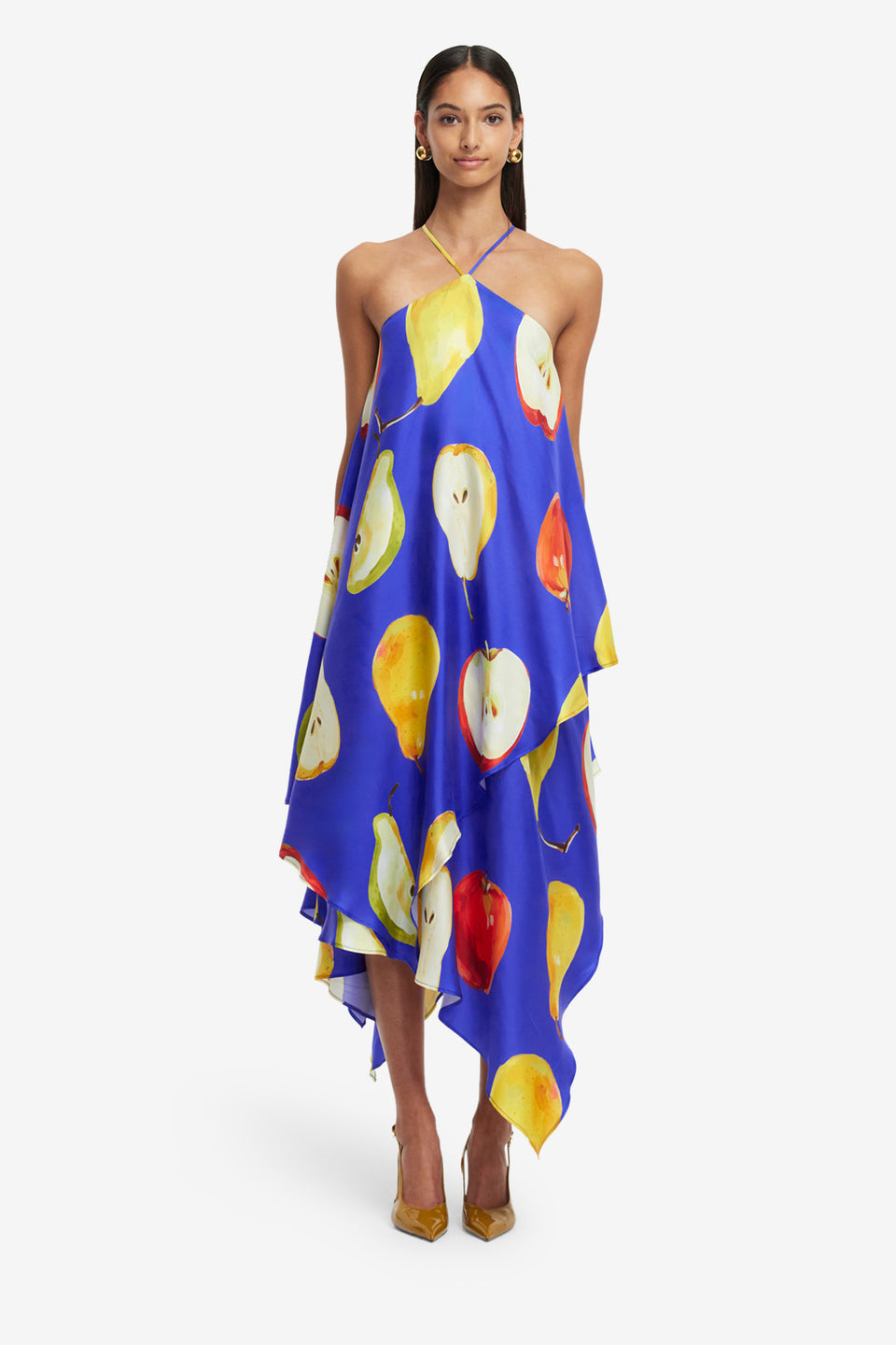 Exclusive LEO LIN Sally Halterneck Maxi Dress - Pear Print