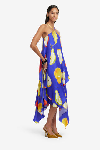 Exclusive LEO LIN Sally Halterneck Maxi Dress - Pear Print