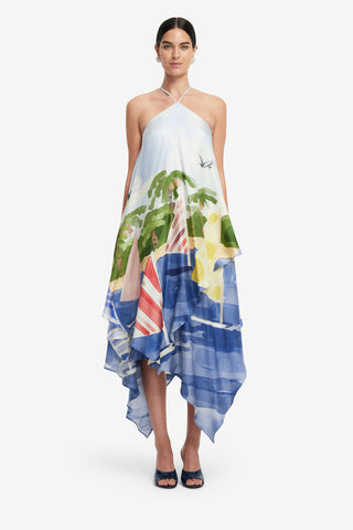 Exclusive LEO LIN Sally Halterneck Maxi Dress - Nautical Print