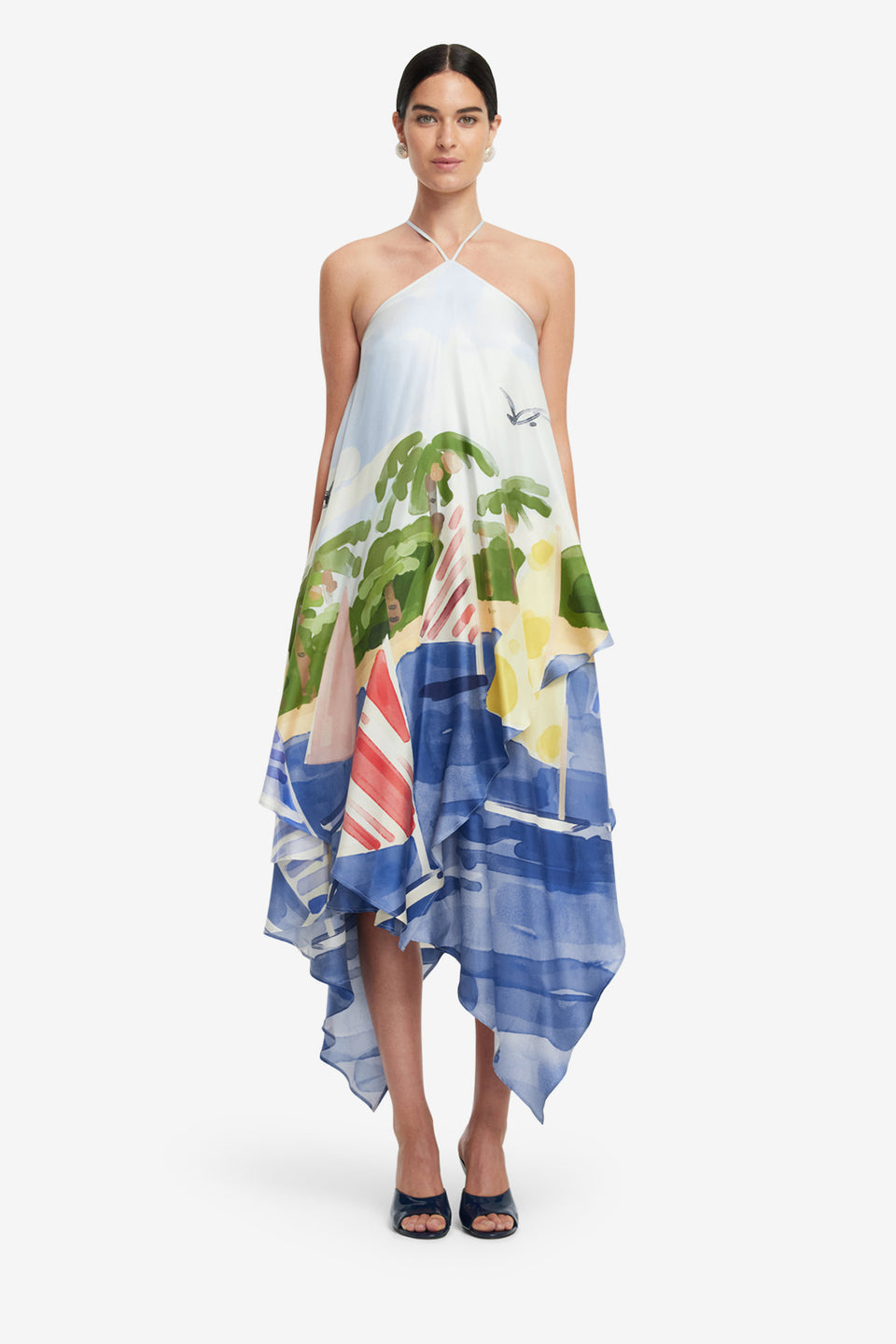 Exclusive LEO LIN Sally Halterneck Maxi Dress - Nautical Print