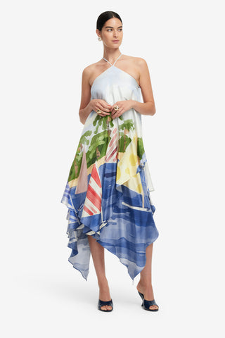 Exclusive LEO LIN Sally Halterneck Maxi Dress - Nautical Print