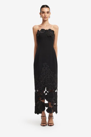 Exclusive LEO LIN Rayna Appliqué Bustier Maxi Dress - Ebony