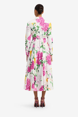 Zara Shirt Midi Dress - Floral Pear Print Dress Midi