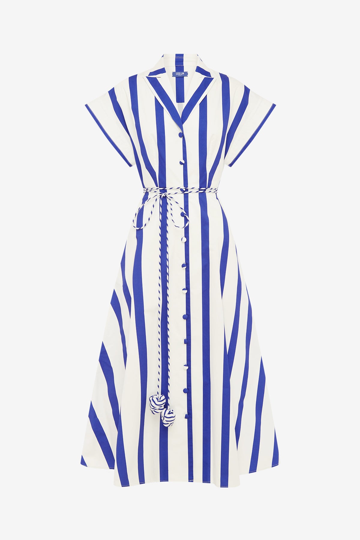Aubrey Striped Shirt Midi Dress - Navy – LEO LIN