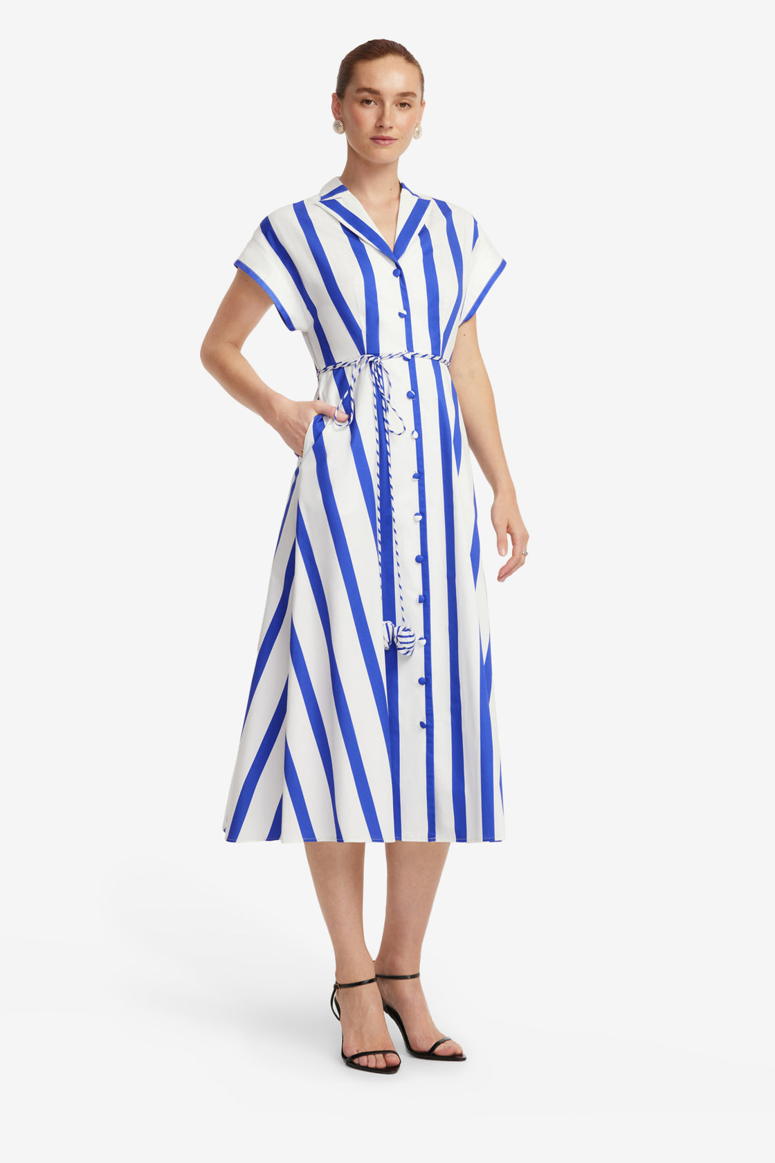 navy shirt dress midi Boden Women's Alexa Cotton Midi Shirt Dress in Blue
