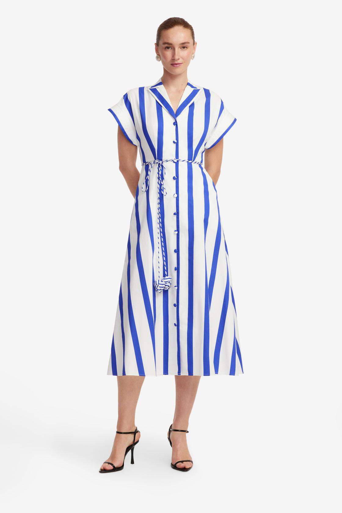 Aubrey Striped Shirt Midi Dress - Navy Aubrey Striped Shirt Midi Dress - Navy