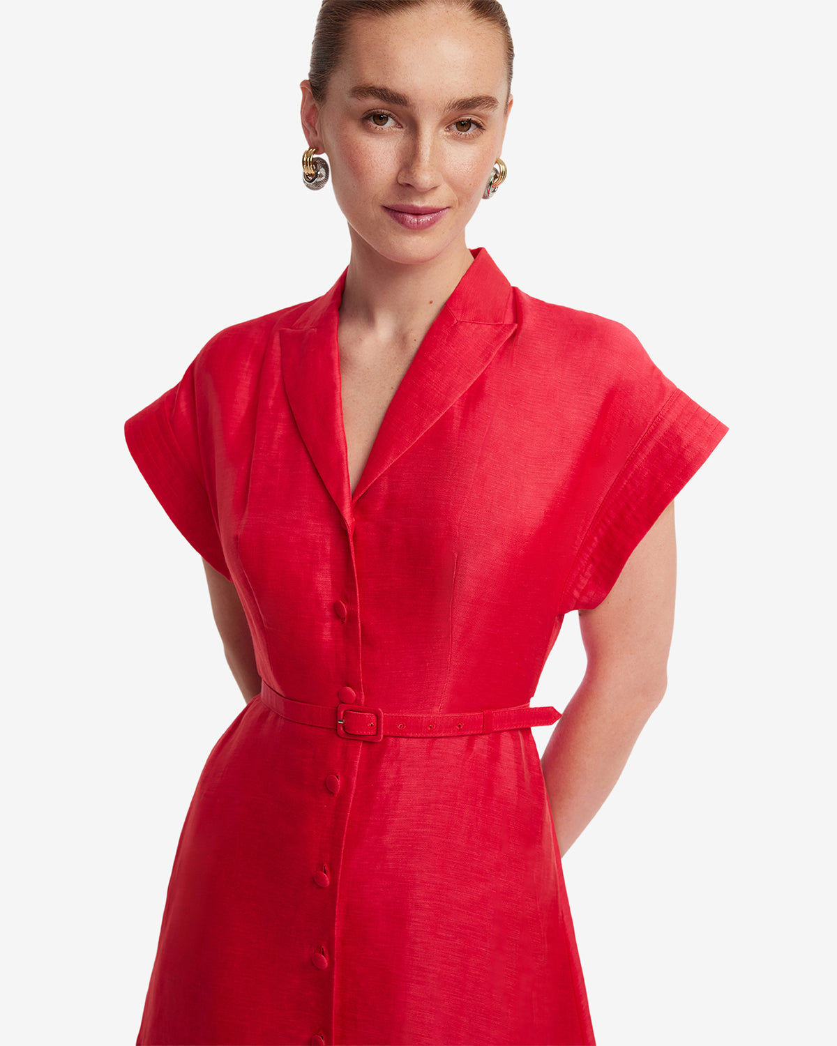 leo lin aubrey dress Aubrey Appliqu Shirt Midi Dress