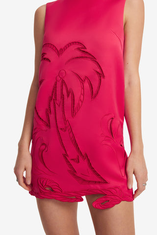 Exclusive LEO LIN Yvonne Palm Mini Dress - Scarlet