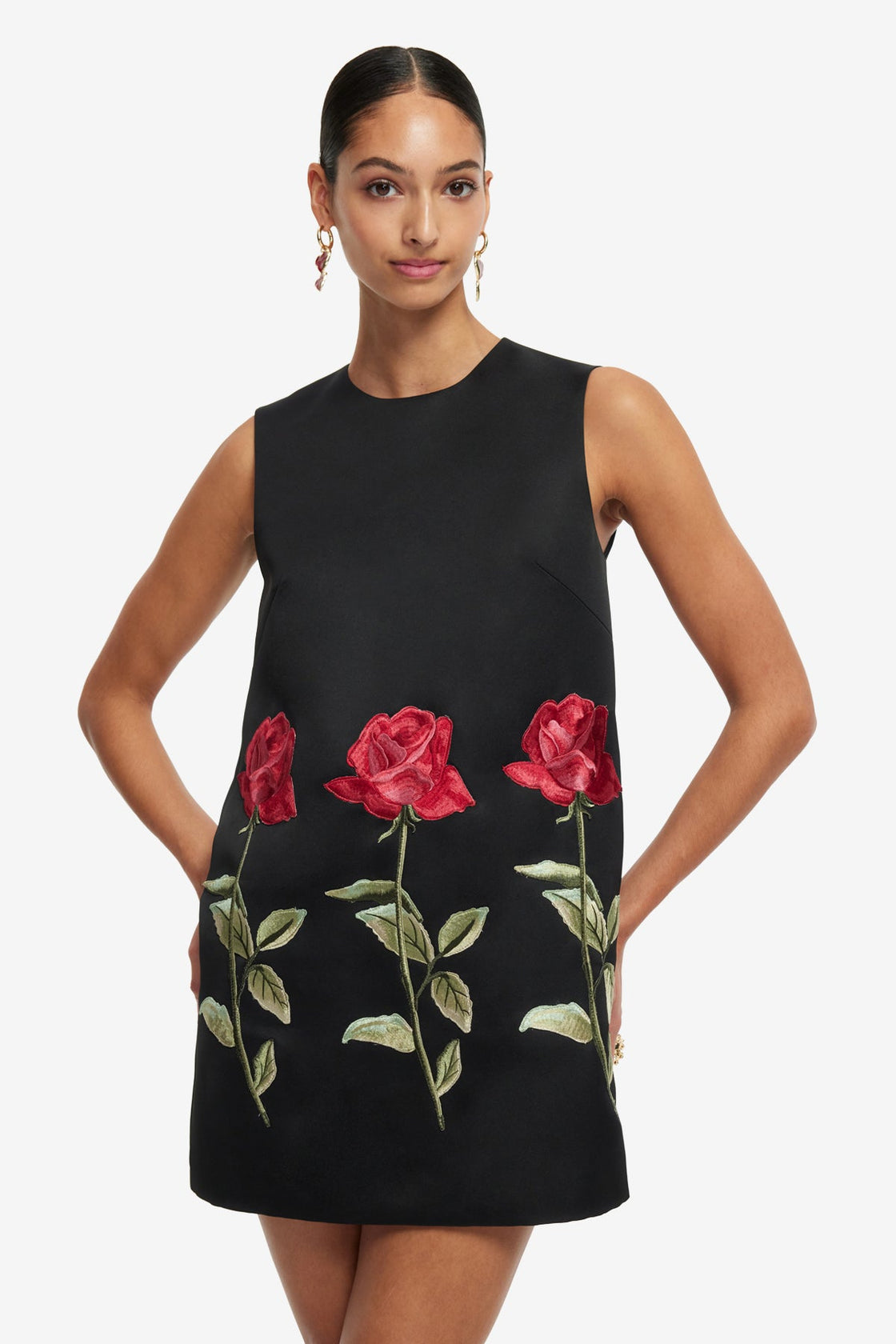 Yvonne Embroidered Mini Dress - Ebony LEO LIN Yvonne Embroidered Mini Dress - Ebony LEO LIN
