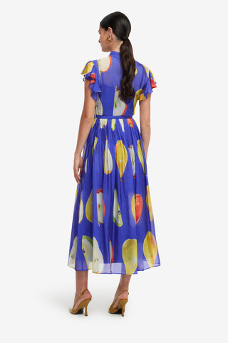 Exclusive LEO LIN Grace Flutter Sleeve Midi Dress - Pear Print